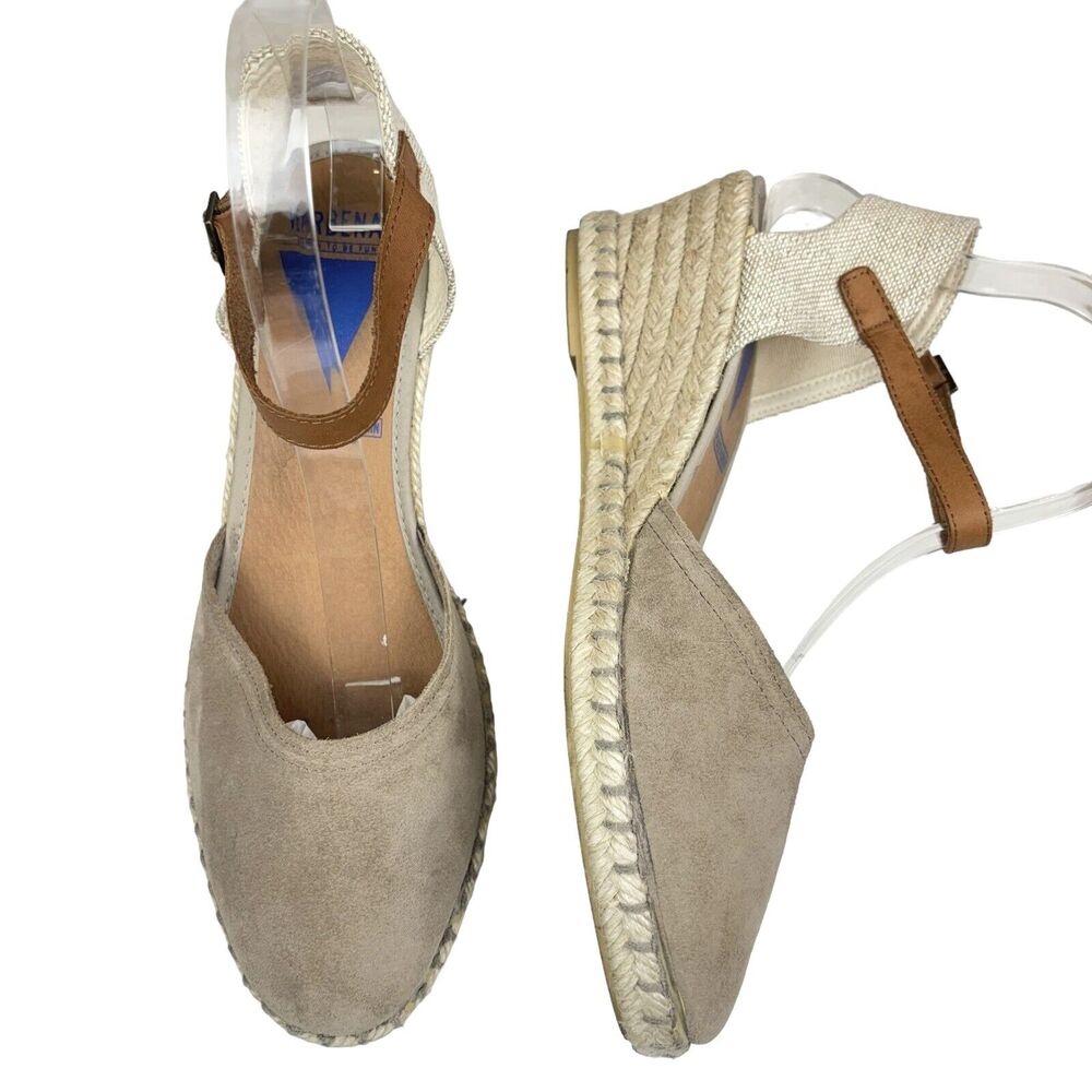 Verbenas Espadrille Sandals Sz 41 / 9.5-10 Strappy Wedges‎ Shoes. Beige, Tan